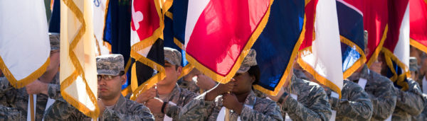 Servicemembers presenting the colors